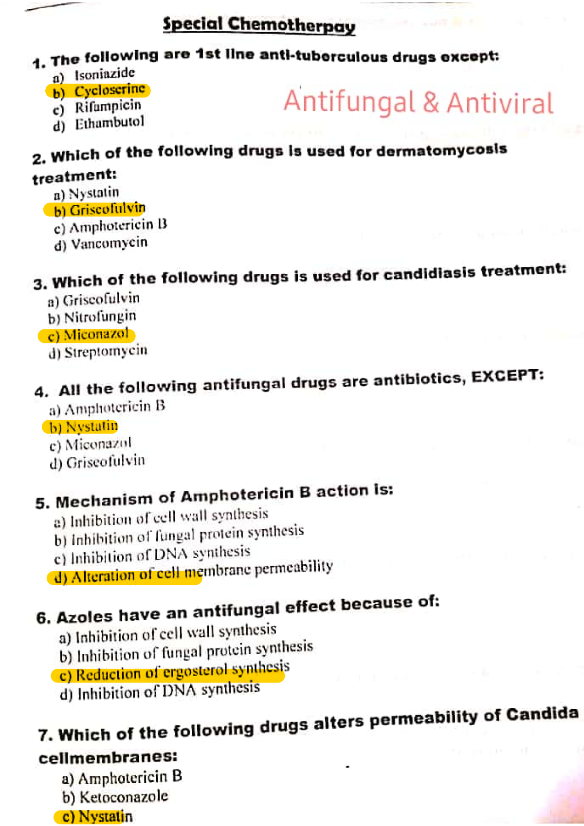 Pharma MCQ - Special Chemotherpay - Antifungal Drugs - Of Amphotericin ...