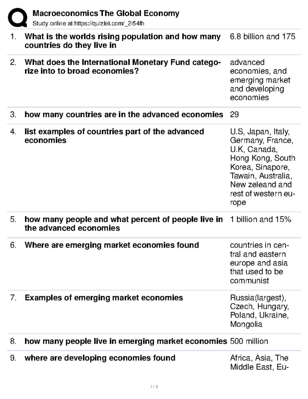 america and the global economy assignment quizlet