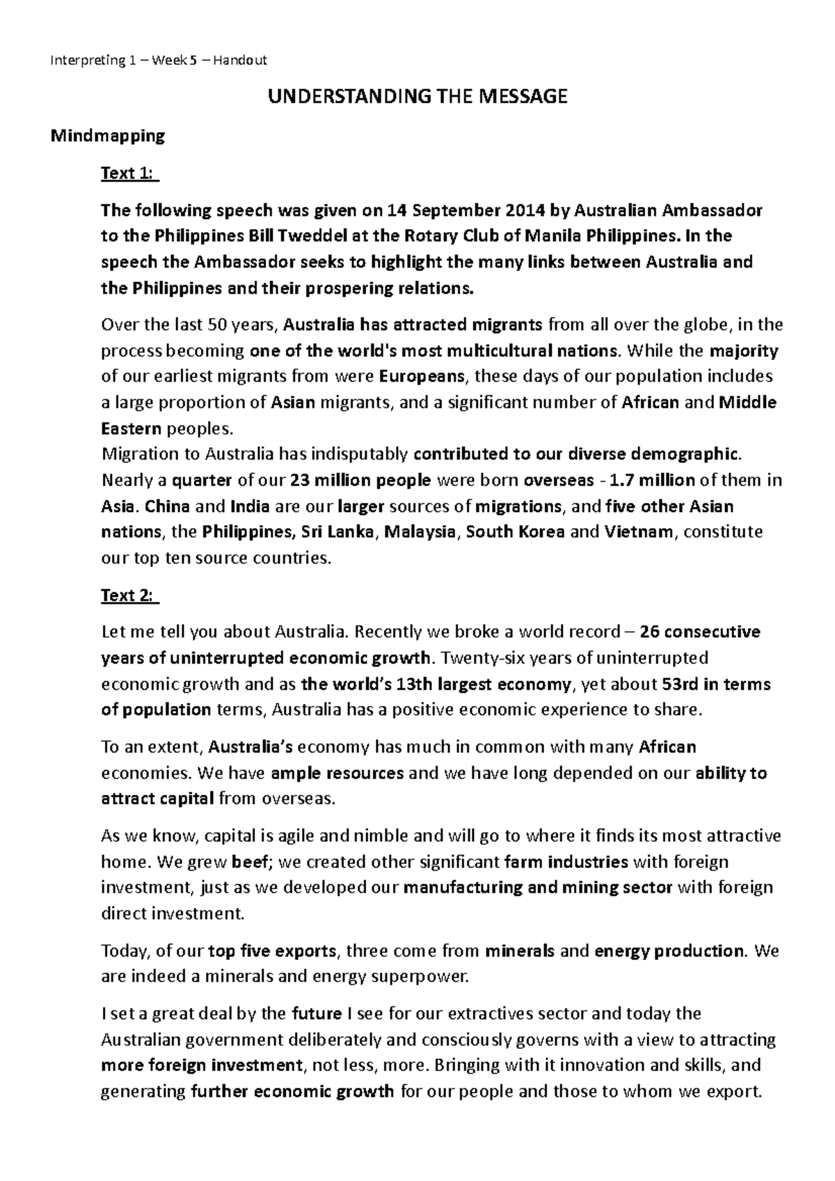 4.Analyzing speech Handout Interpreting 1 Week 5 Handout