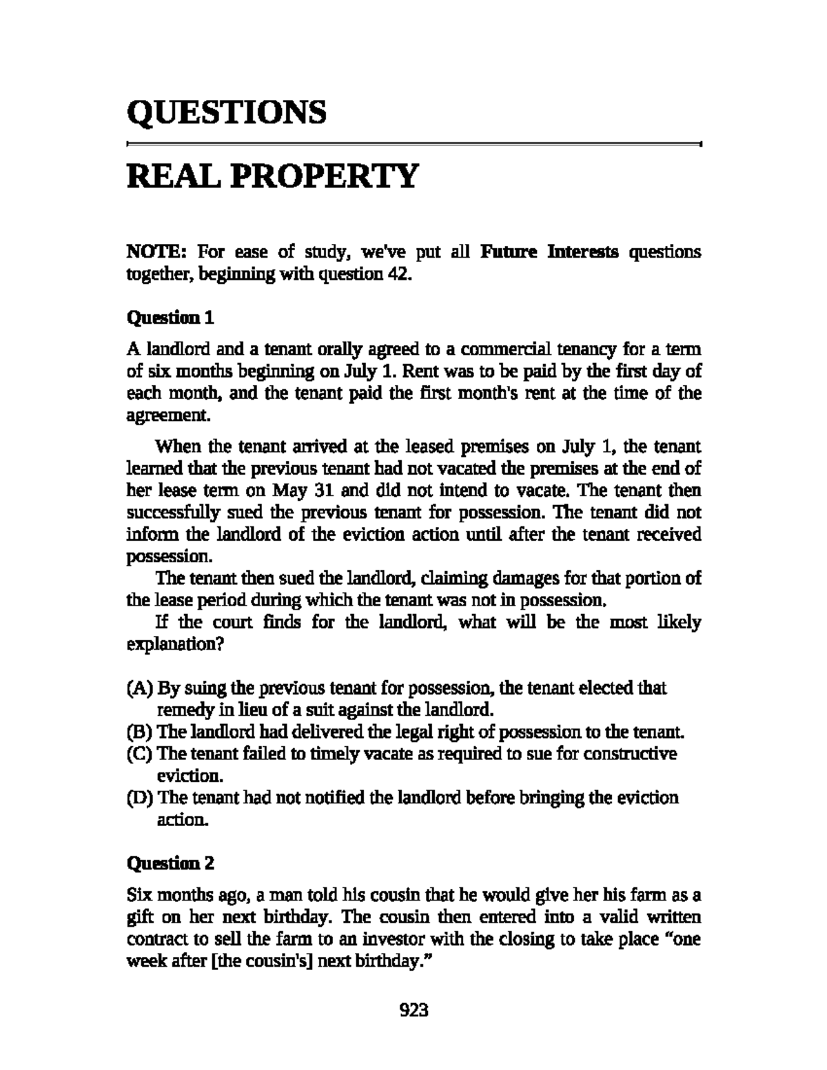 Real Property MBE Questions - PTE-100 - Studocu