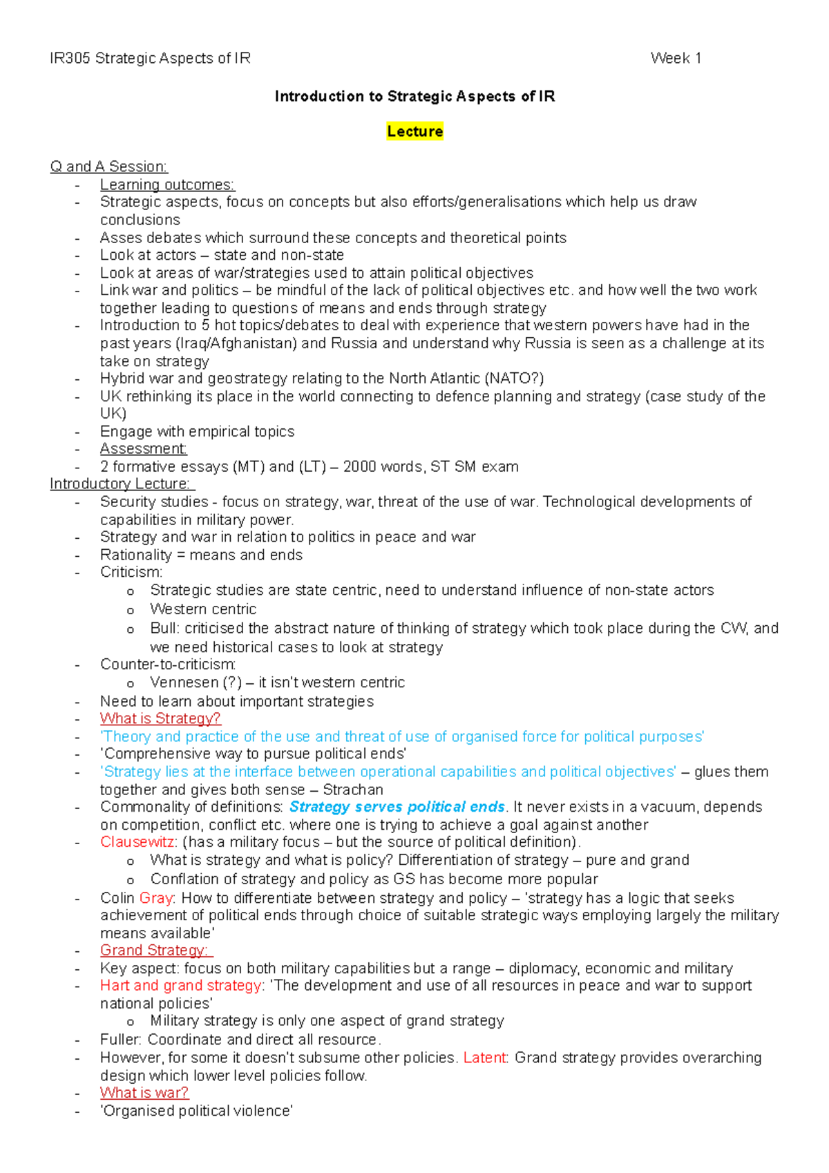 Week 1 - Introduction to Strategic Aspects of IR - lecture and reading ...