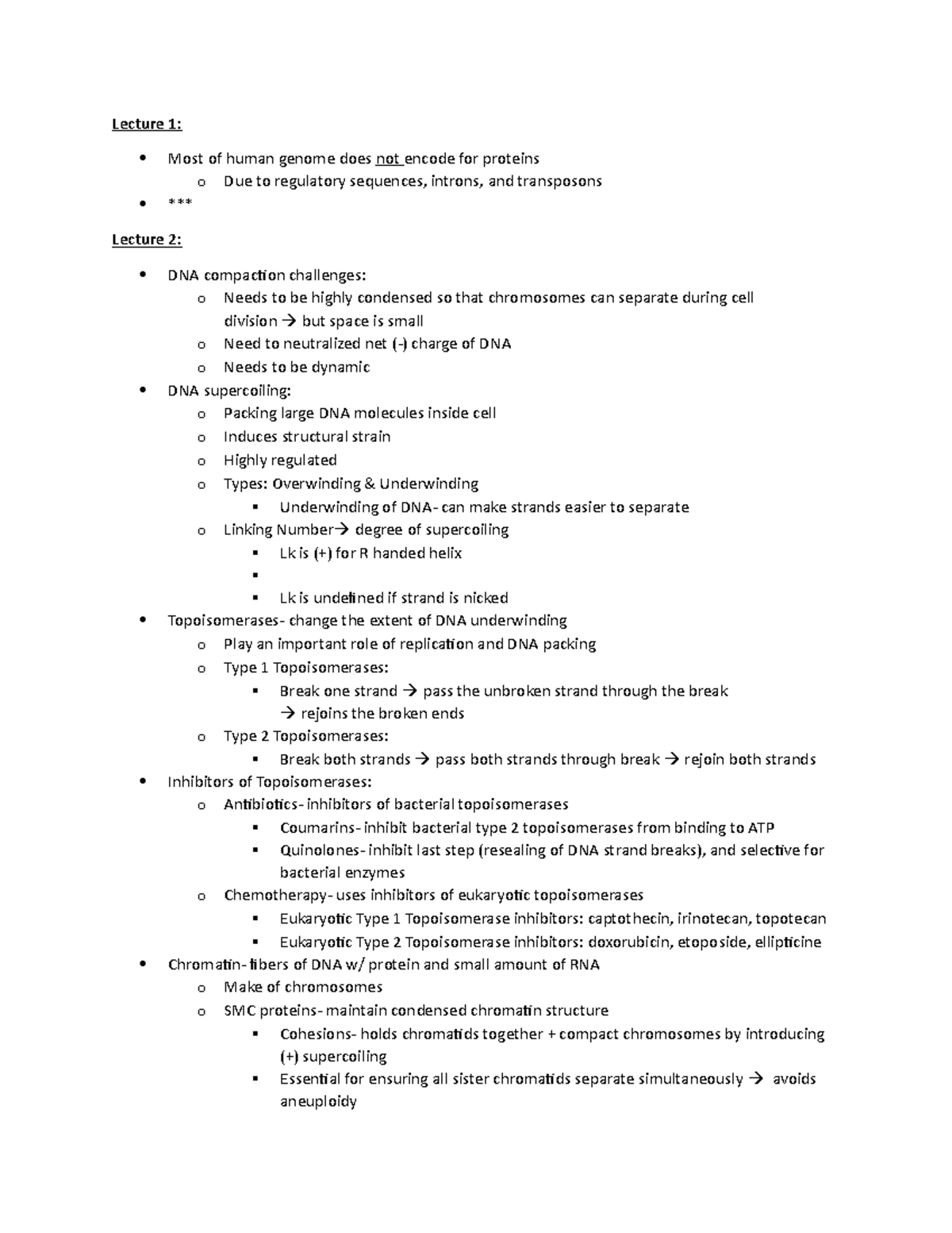 Biochem 2 exam 1 review - Lecture 1: Most of human genome does not ...