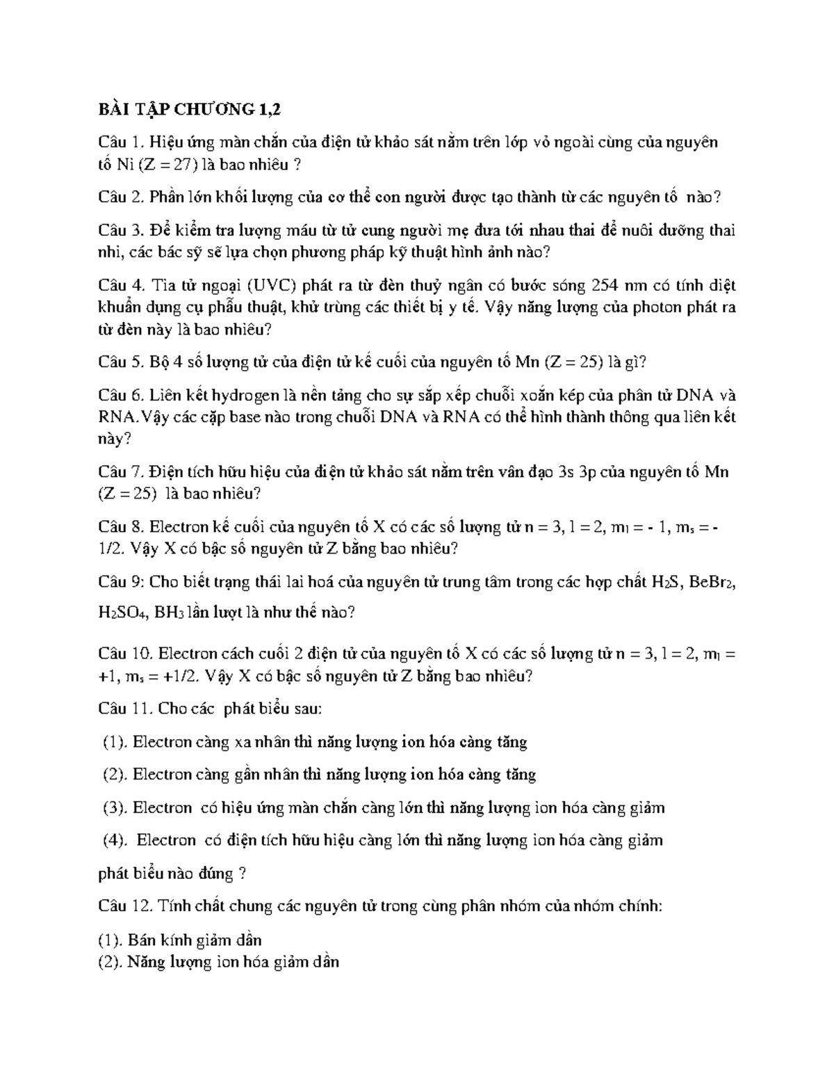 BÀI TẬP CHƯƠNG 1 2 - đazz sdaddda - BÀI TẬP CHƯƠNG 1, Câu 1. Hiệu ứng ...