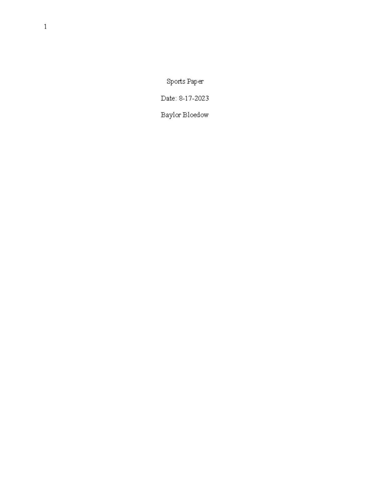 Sports paper - bsdgdggdgdgdbgdbgd - Sports Paper Date: 8-17- Baylor ...