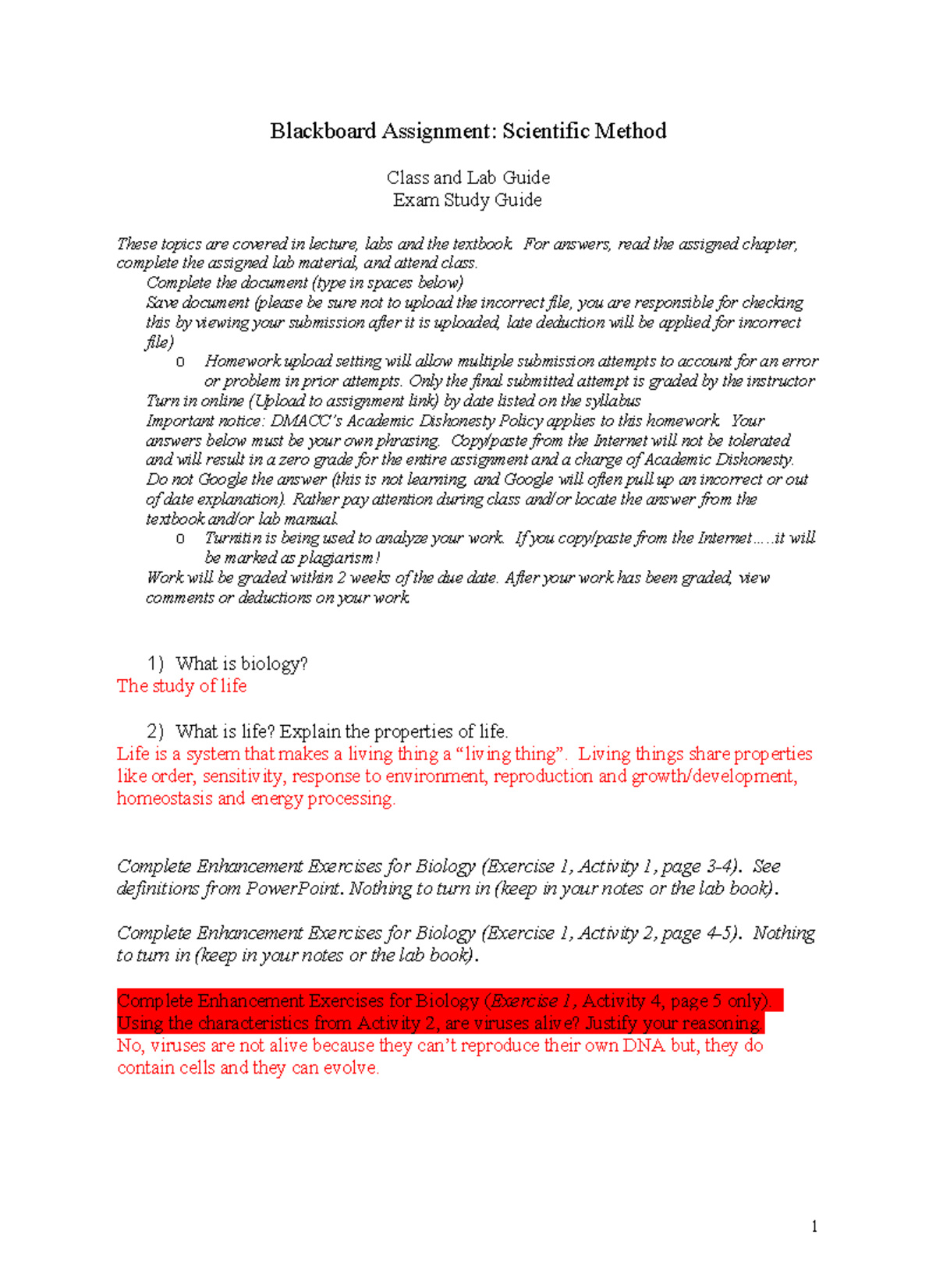 BIO104 Scientific Method Blackboard Assignment BIO 104 DMACC Studocu