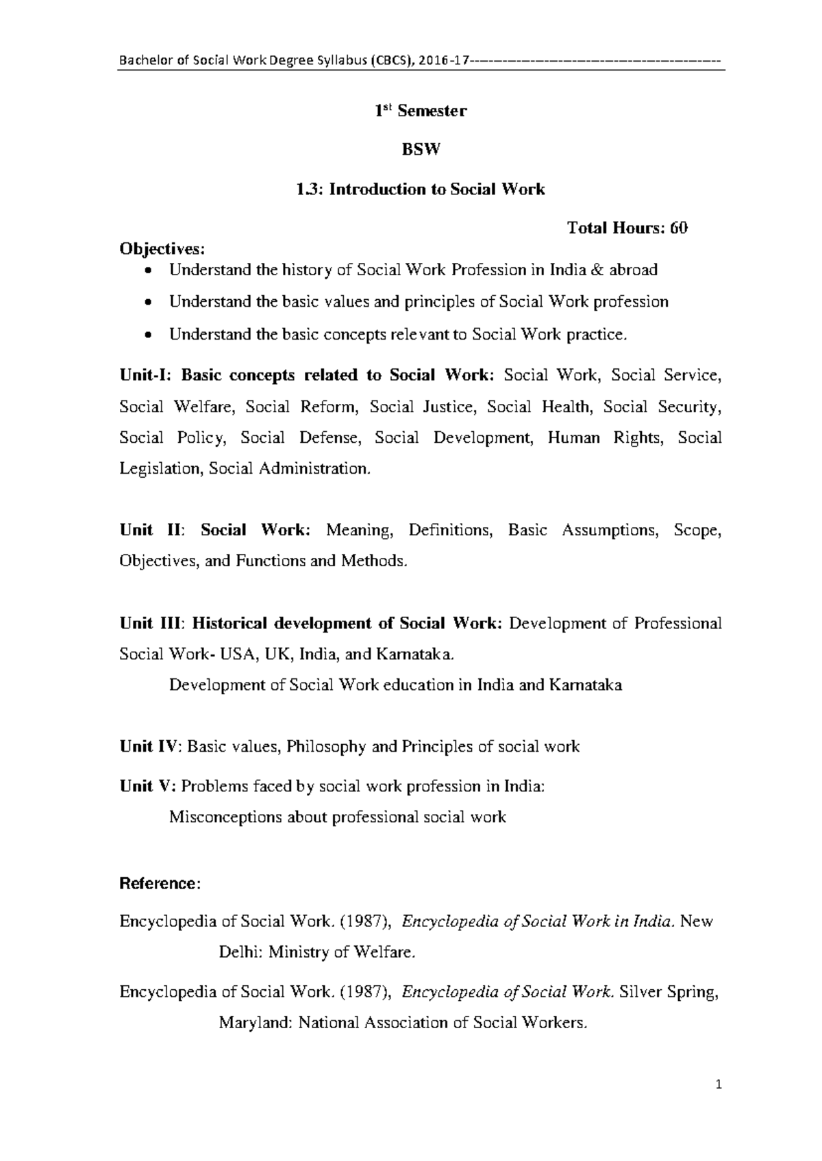 Swsyllebus - This your syllabus for 2025 - 1 st Semester BSW 1 ...