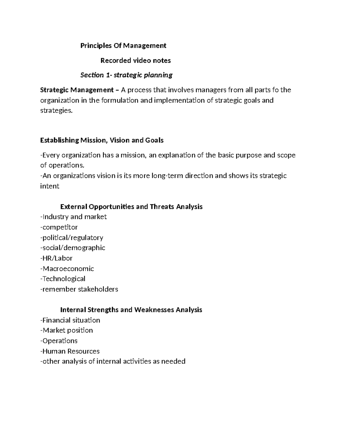 Principles of Management: Comprehensive Study Notes for Exams ...