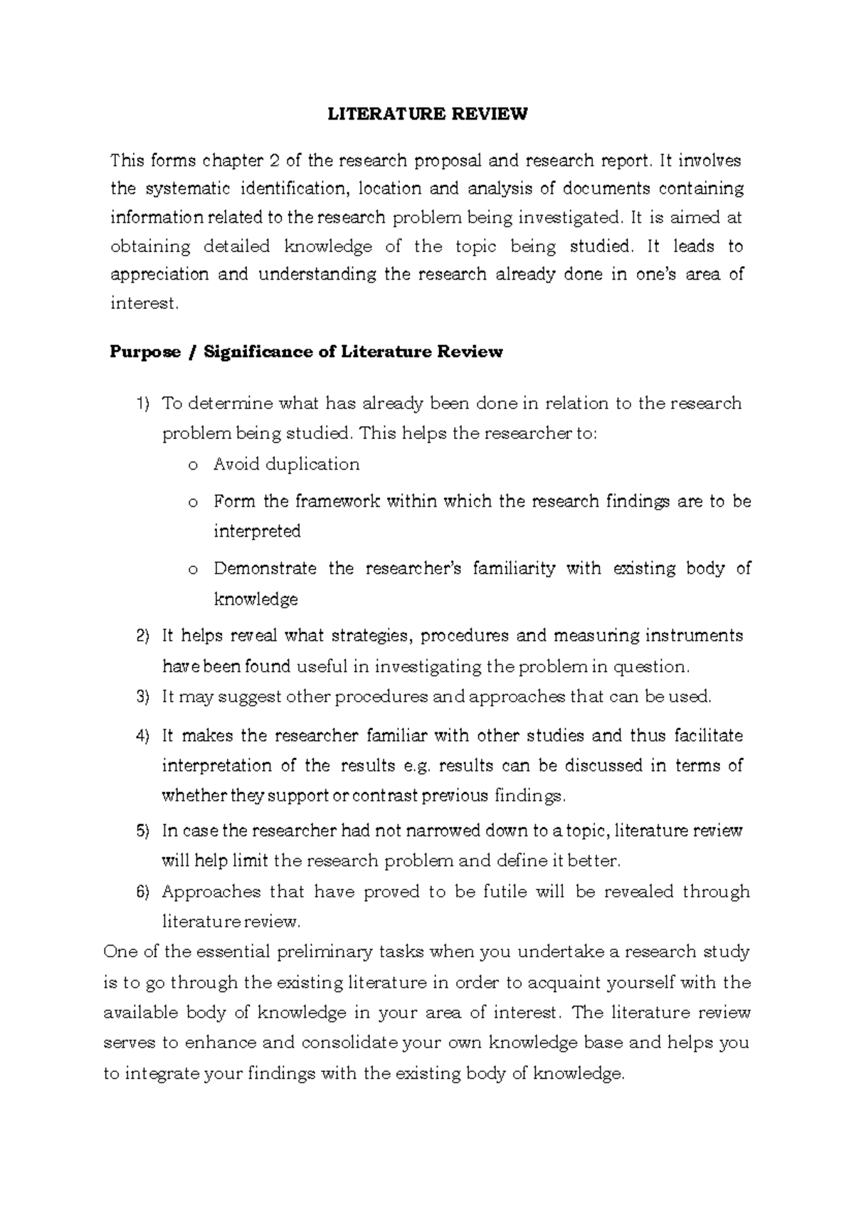 Topic 3.1 Literature Review - LITERATURE REVIEW This forms chapter 2 of ...