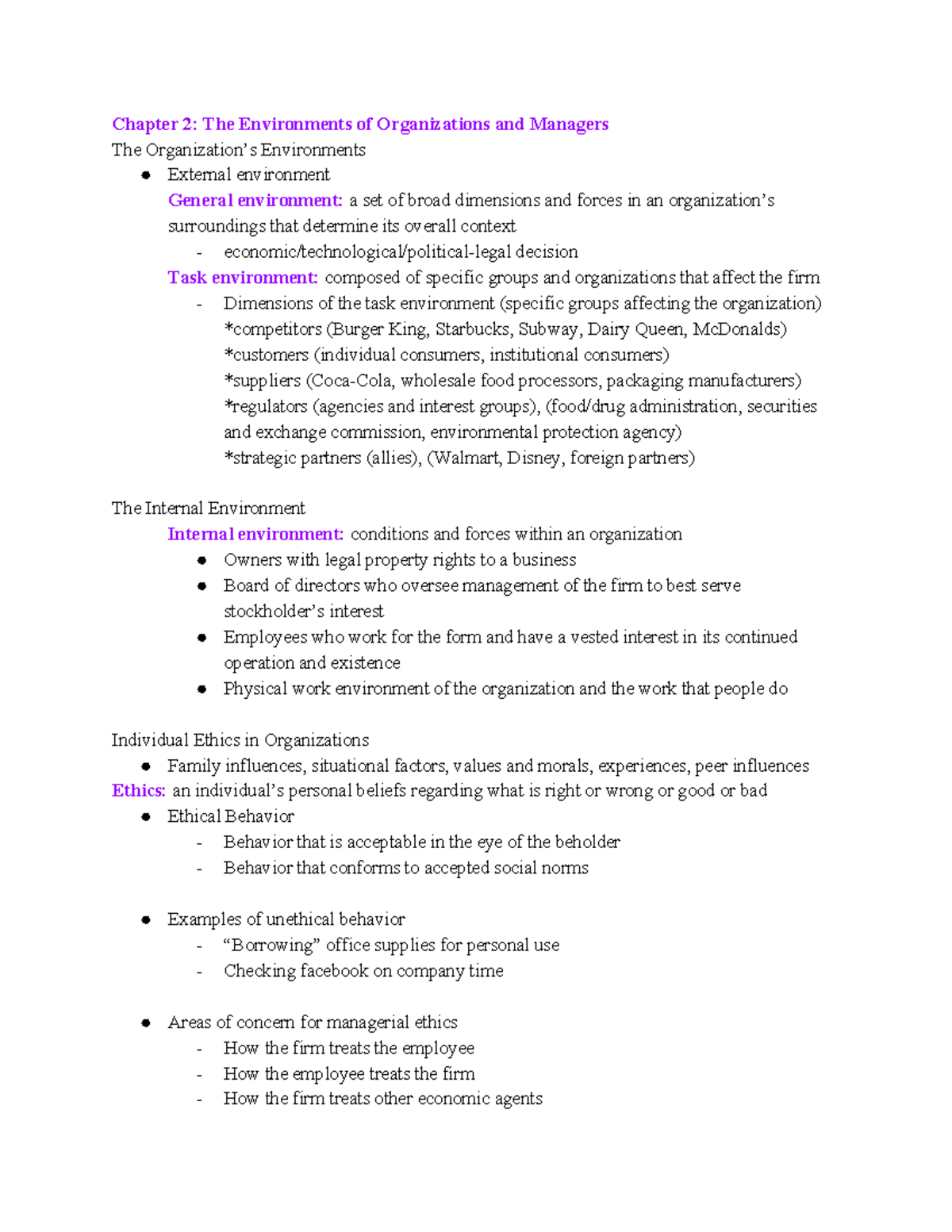 Business Chp 2 - Lecture Notes Unit 2 - Chapter 2: The Environments Of ...