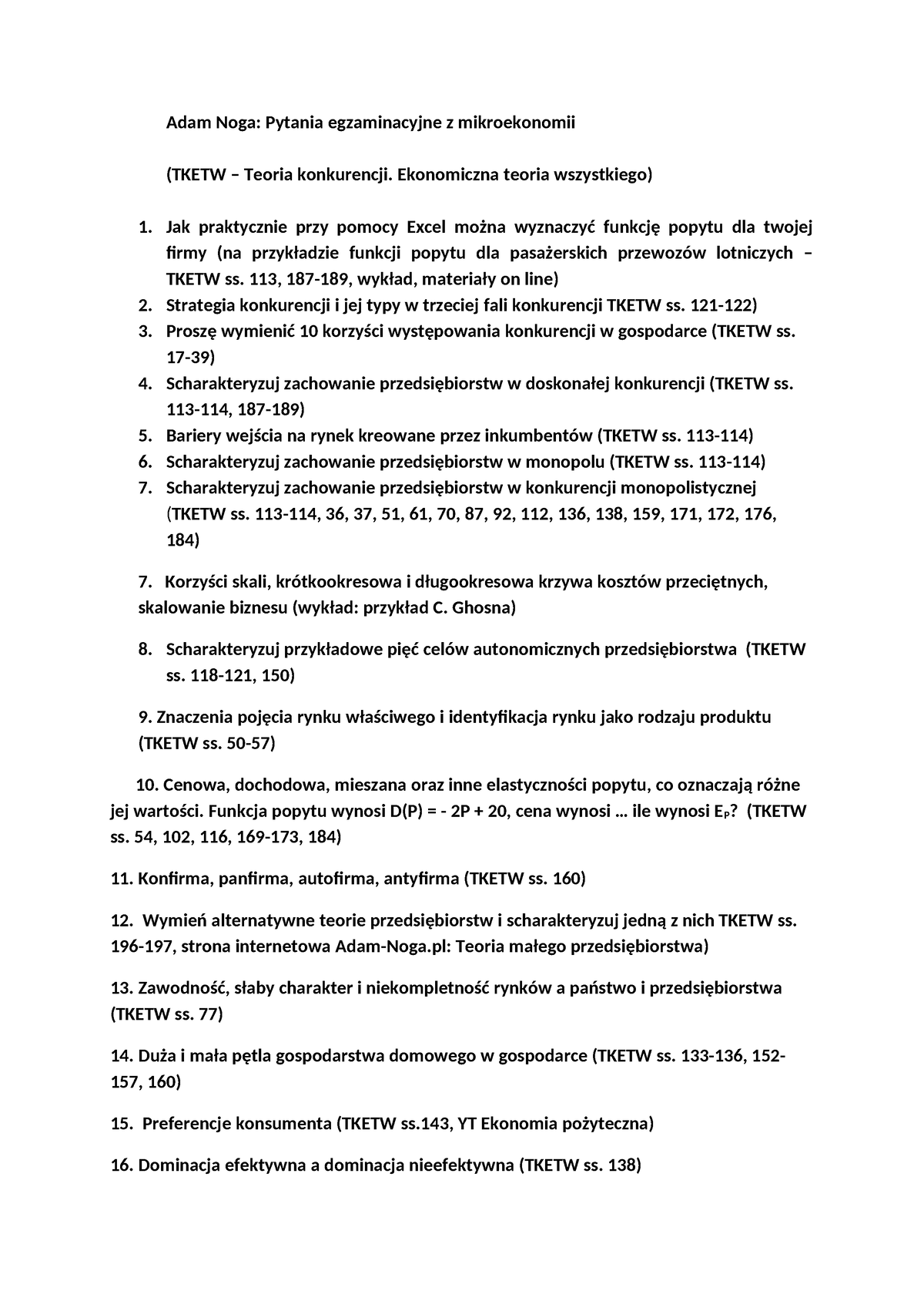 Pytania Egzaminacyjne Z Mikroekonomii - Ekonomiczna Teoria Wszystkiego ...