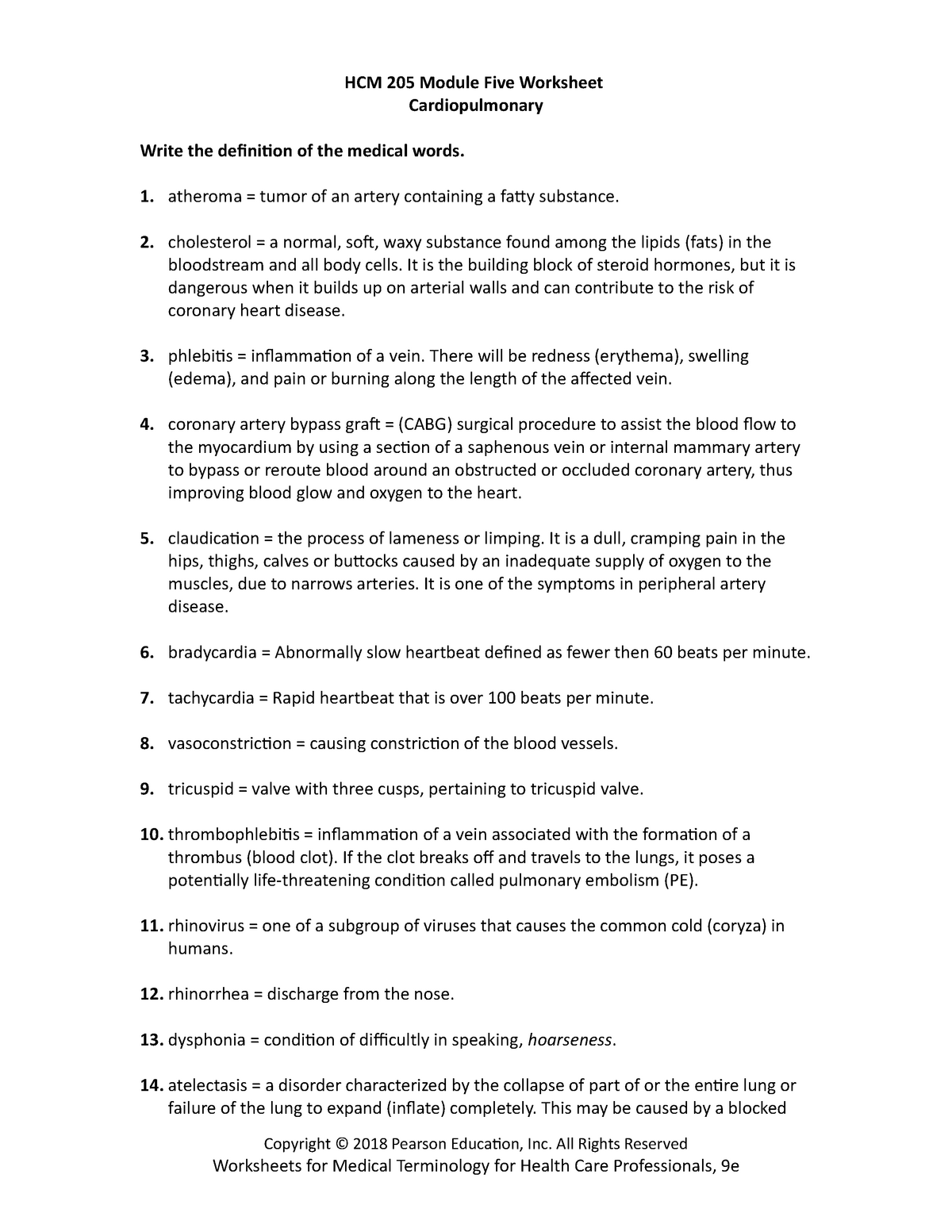 HCM 205 Module Five Worksheet - HCM205: Medical Terminology - StuDocu