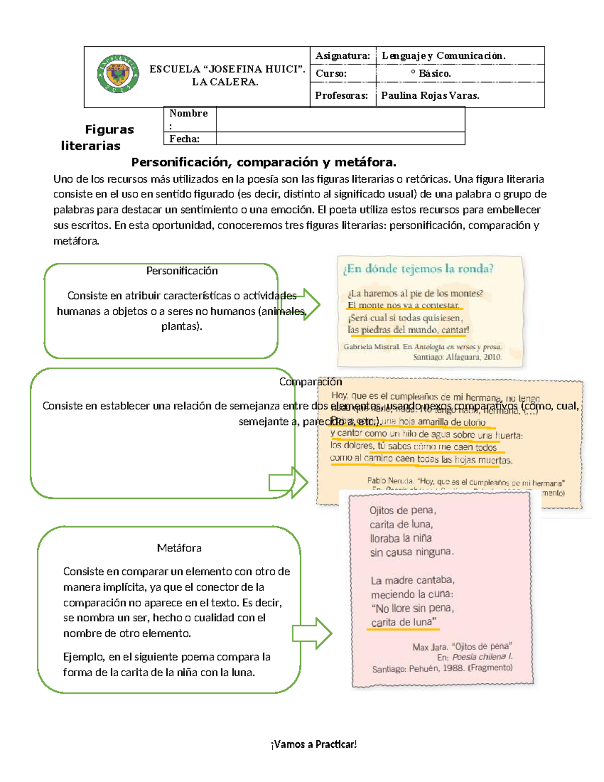 Guía Figuras Literarias - Personificación Consiste en atribuir ...