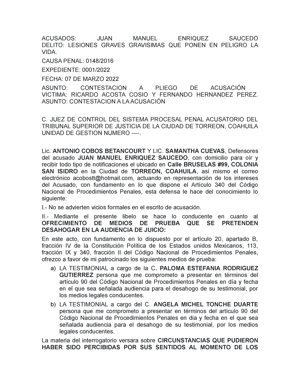 Introducir 40 Imagen Modelo De Contestacion De Acusacion Penal En Mexico Abzlocalmx 6497