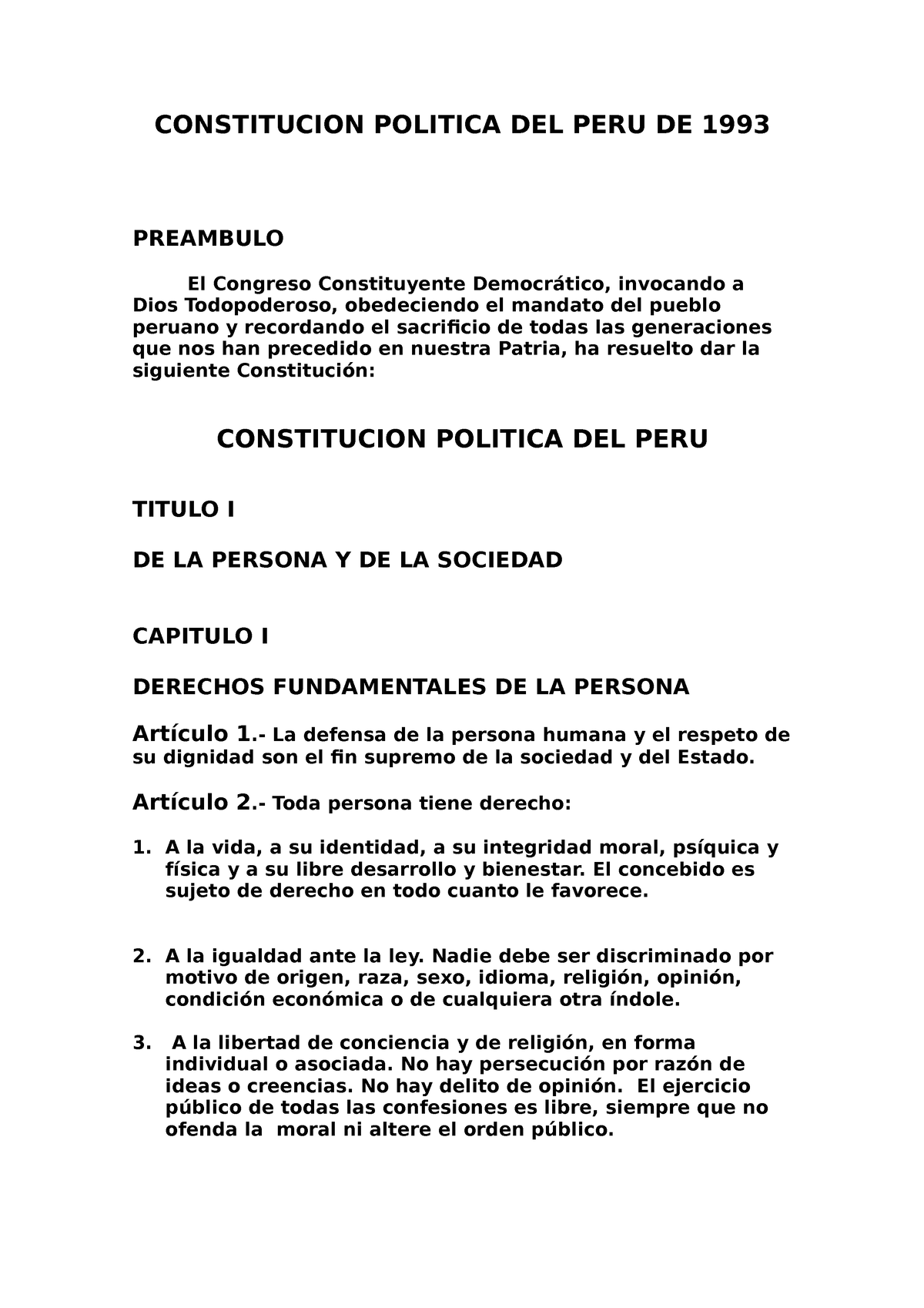 Constitucion Politica Del Peru De 1993 Actualizada Al 26 De Marzo De 2021 Constitucion 9811