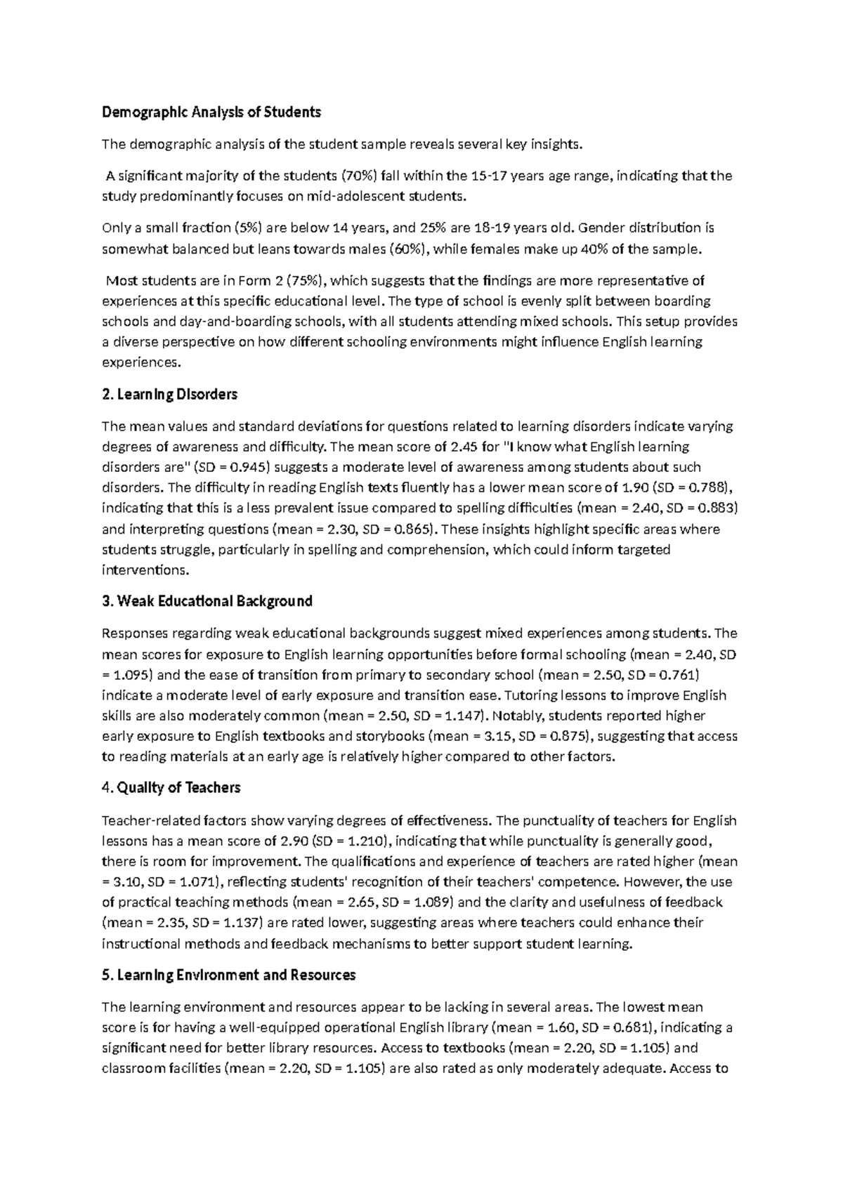 Demographic Analysis of Students - A significant majority of the ...