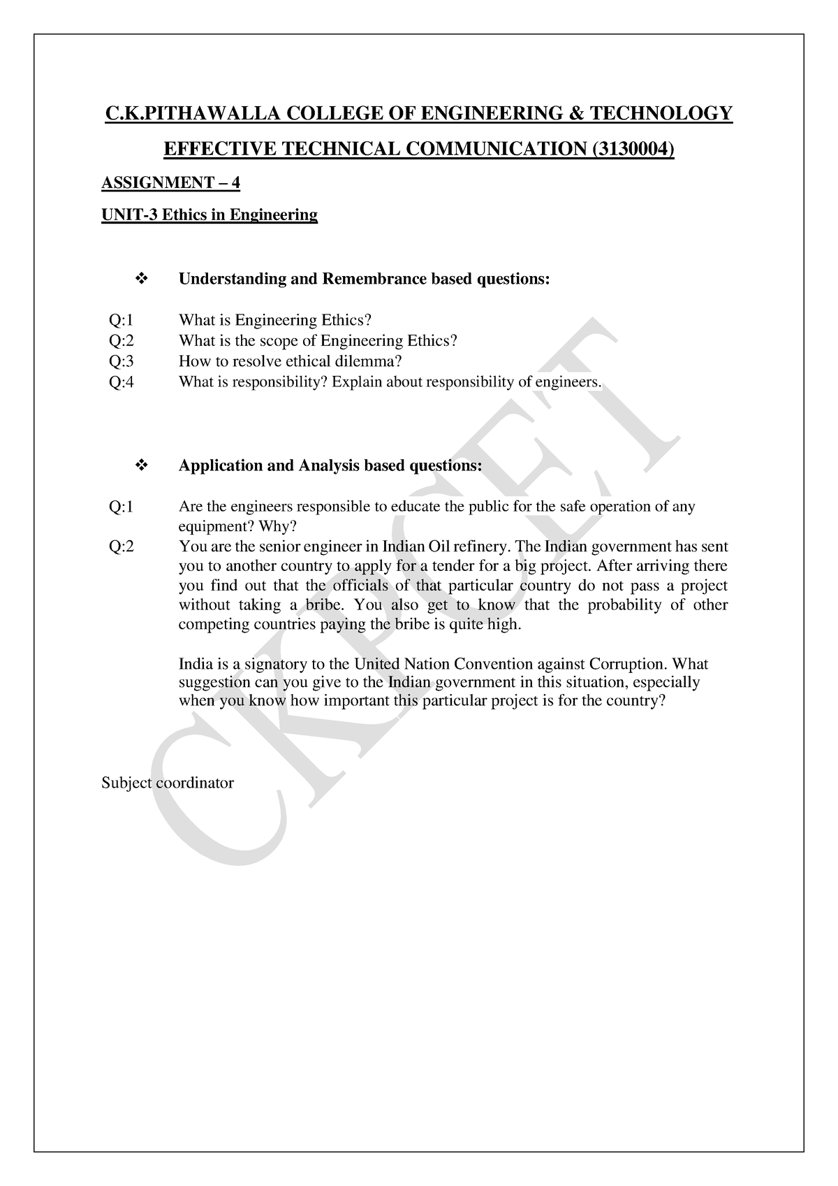 engineering ethics case study assignment