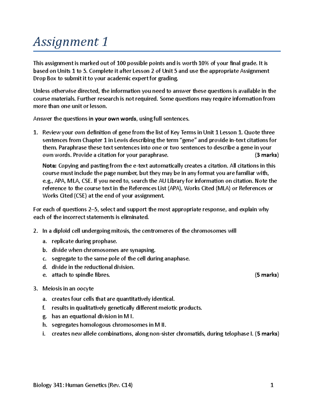 Assignment-1 - Assignment 1 - Assignment 1 This assignment is marked ...