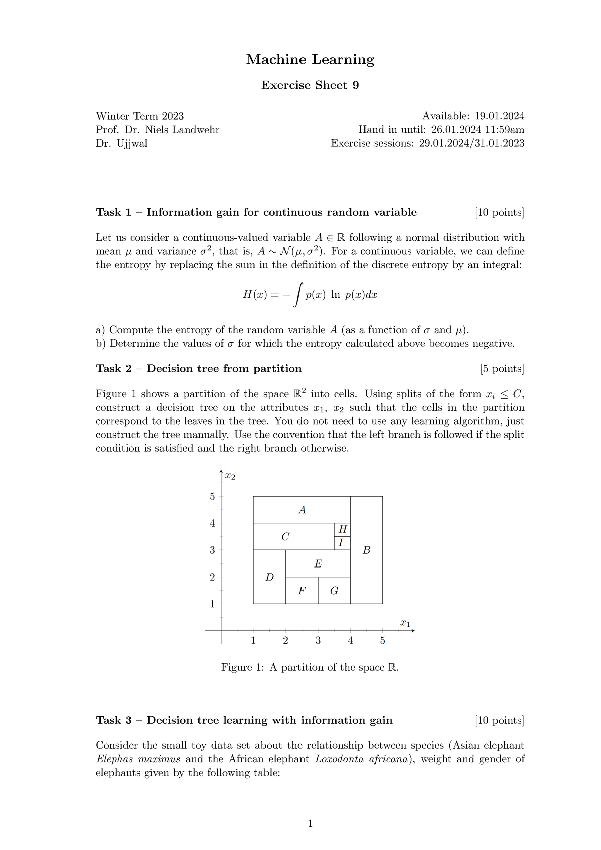 Ex09 - tutorial - Machine Learning Exercise Sheet 9 Winter Term 2023 ...