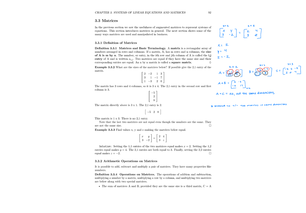 Chapter 3 Questions - 3 Matrices In The Previous Section We Saw The ...