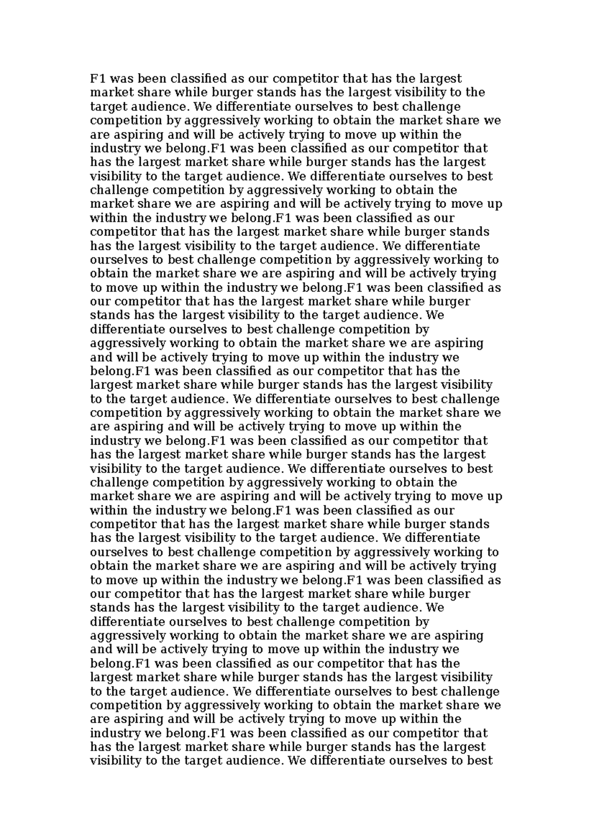 FILE 14 - bebebebebebe - F1 was been classified as our competitor that ...