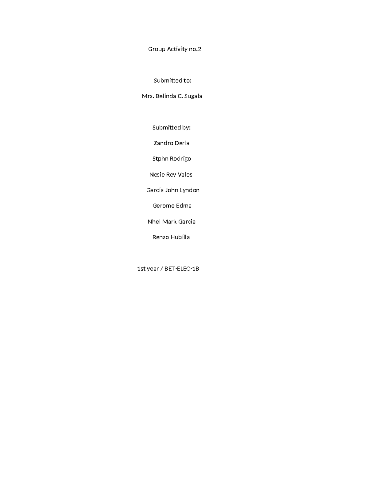 Group Activity 2 - Research - Group Activity no. Submitted to: Mrs ...
