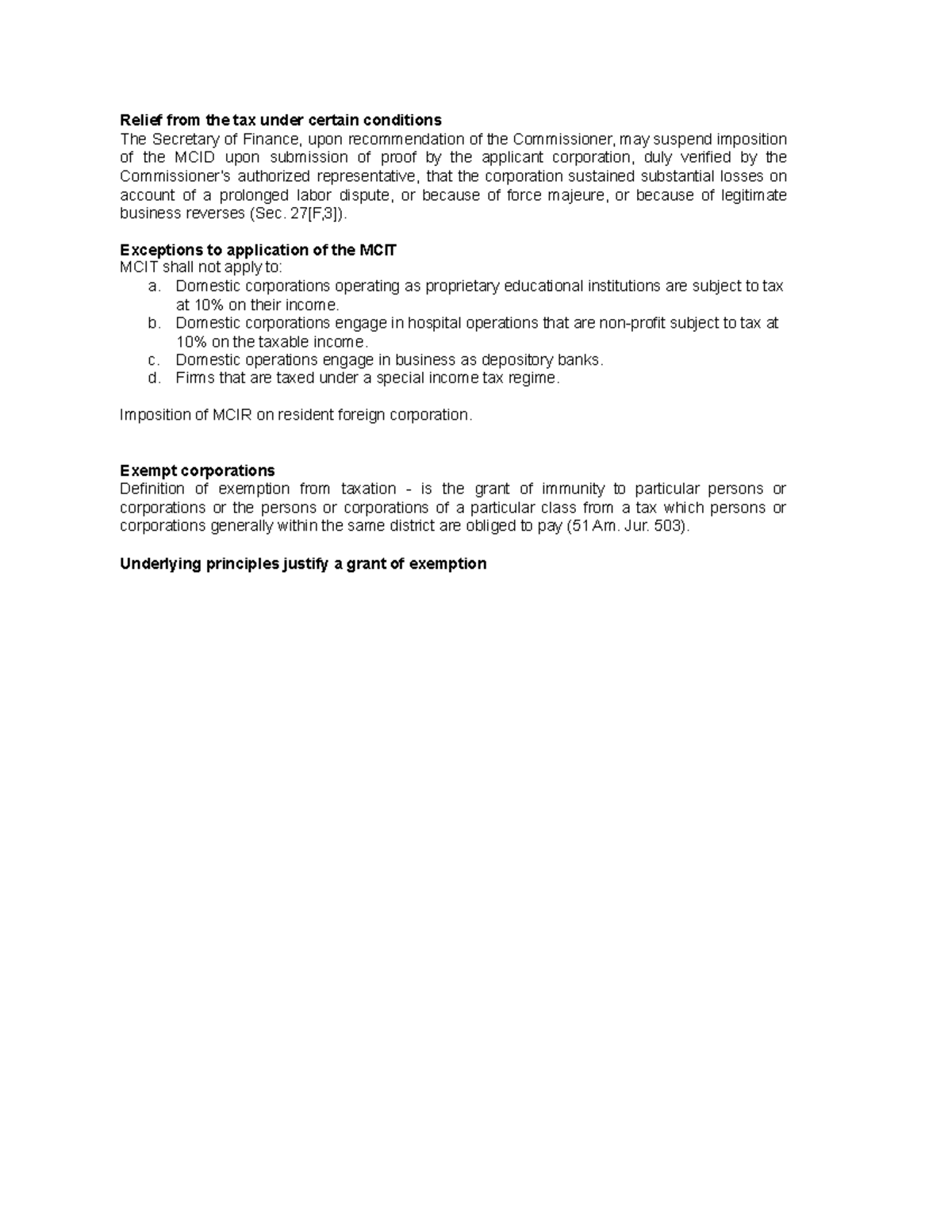 Relief from the tax under certain conditions - 27[F,3]). Exceptions to ...