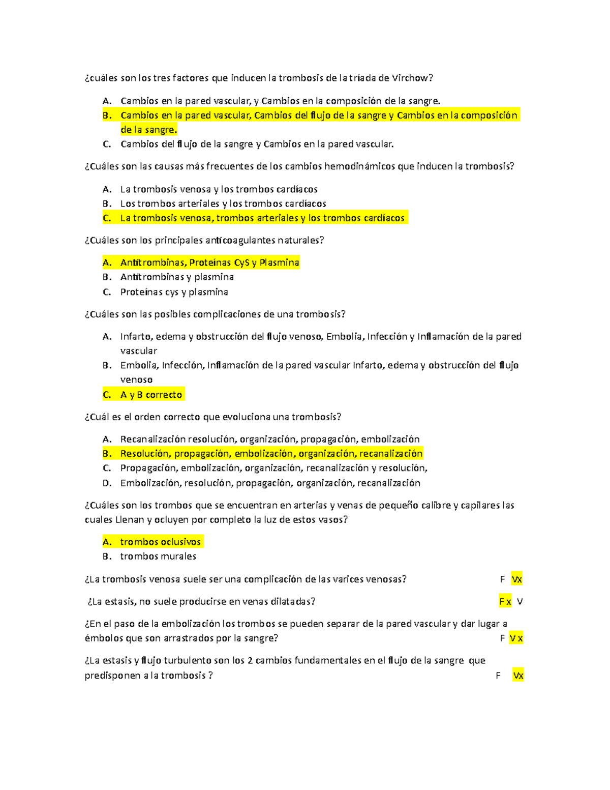 Cuestionario 10 PRE - preguntas de trombosis - ¿cuáles son los tres ...