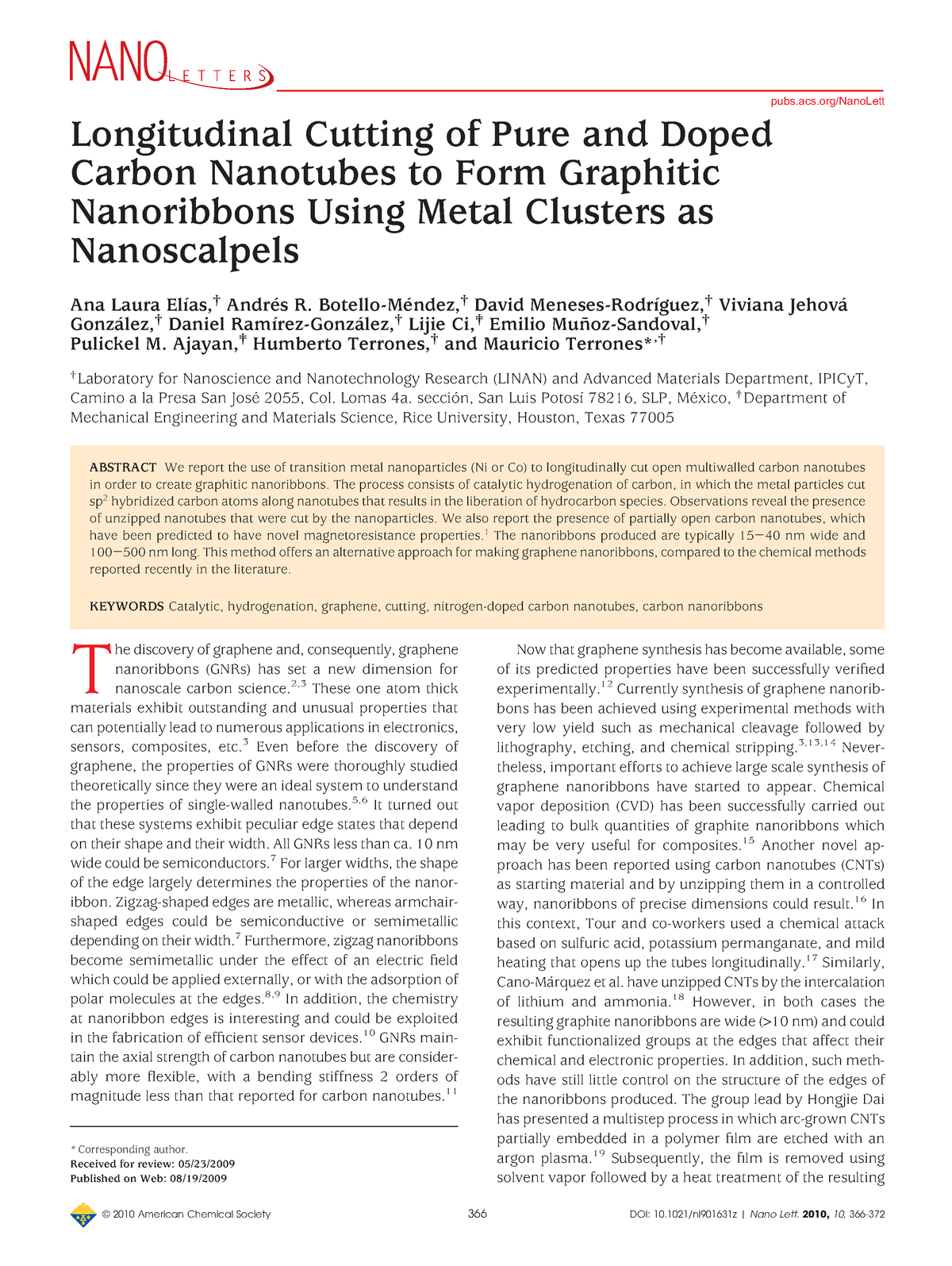 Longitudinal Cutting of Pure and Doped C - Longitudinal Cutting of Pure ...