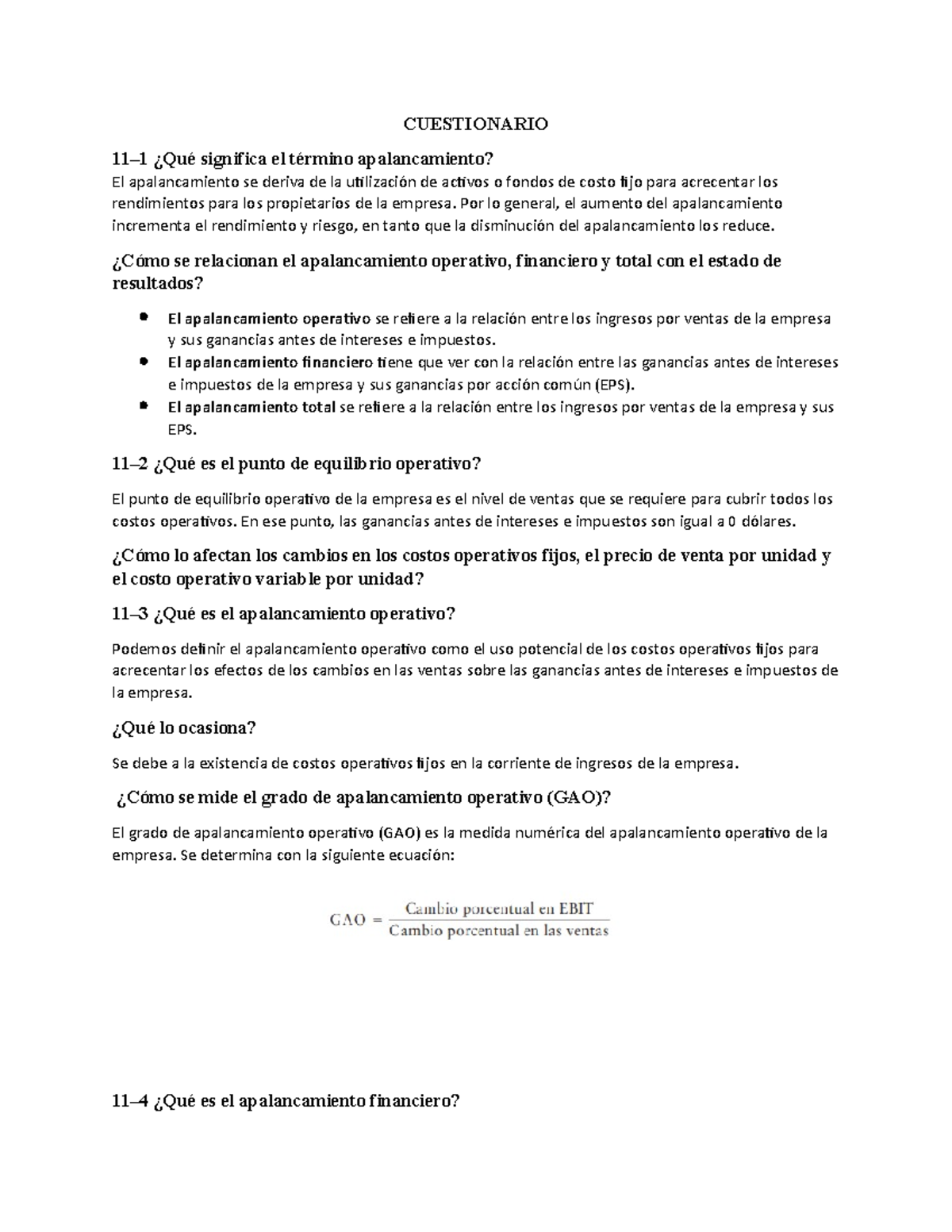 Cuestionario Capitulo 11 - Instrumentos De Presupuestacion Financiera ...