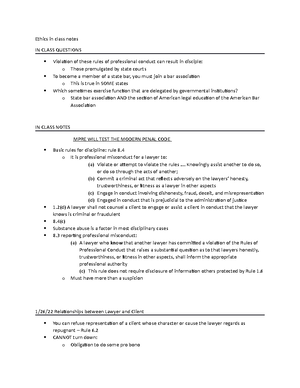 Prof Resp Outline - Model Rules of Professional Conduct Rule 1 ...