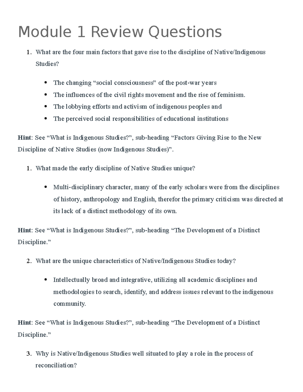 Module 1 Review Questions Module 1 Review Questions What are the four