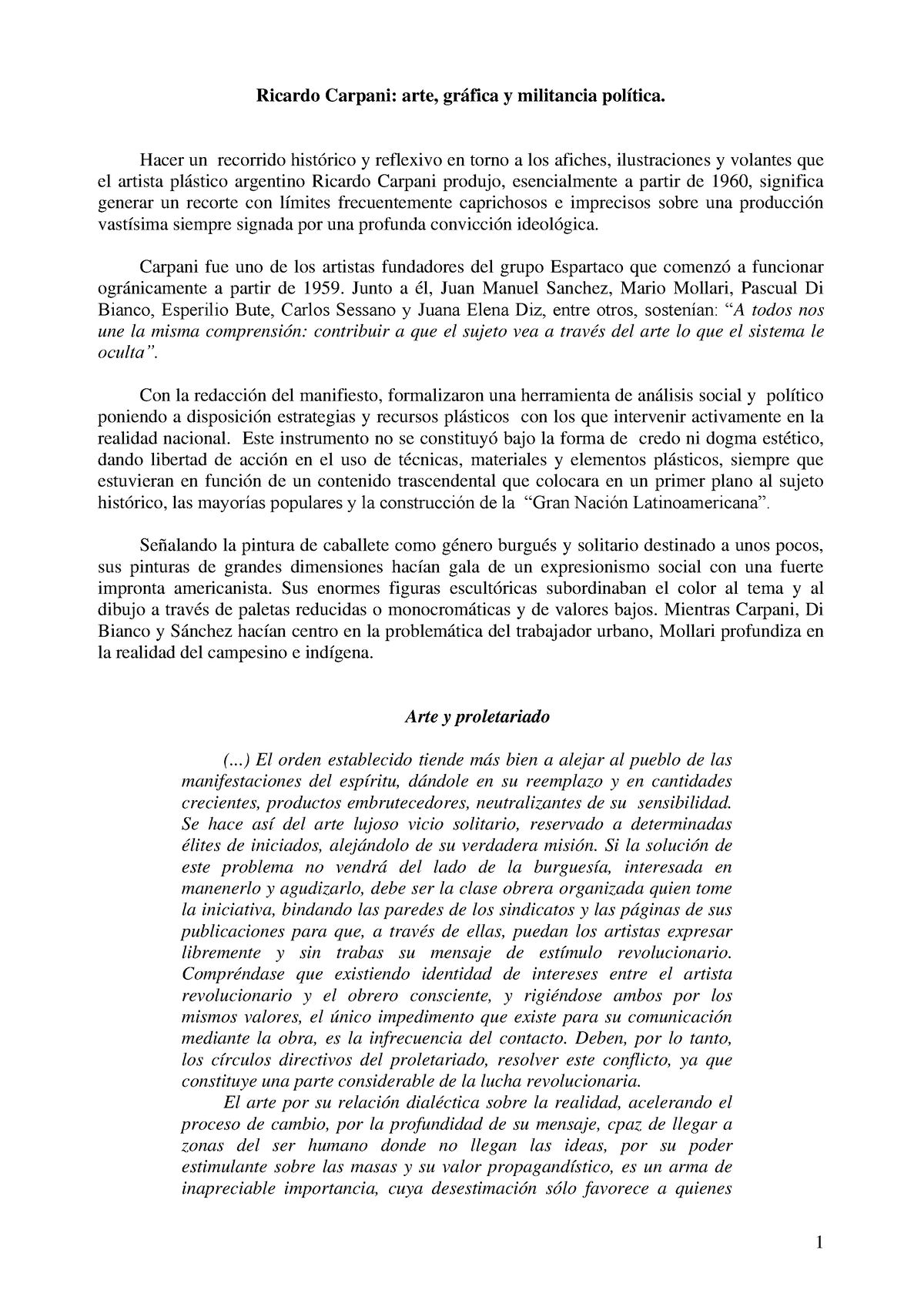 La Grafica Pol Tica Argentina - Ricardo Carpani: Arte, Gráfica Y ...