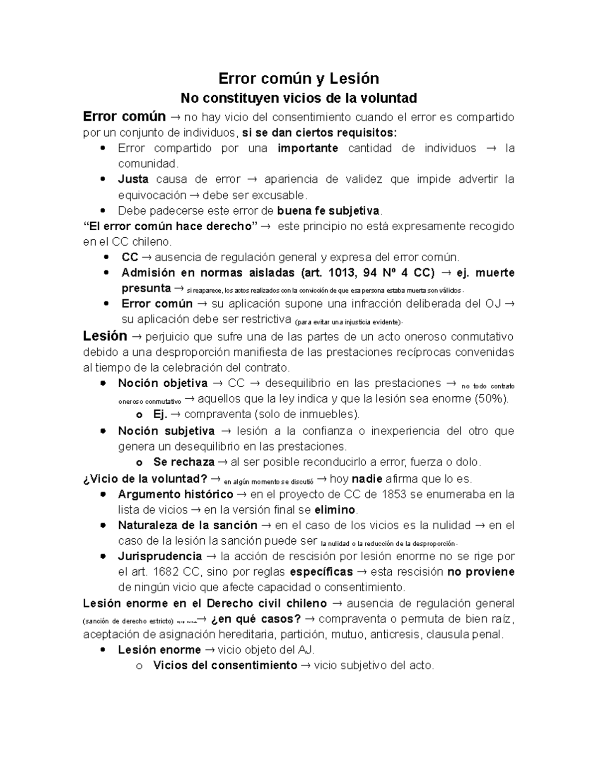 Error común y Lesión - Error común y Lesión No constituyen vicios de la ...
