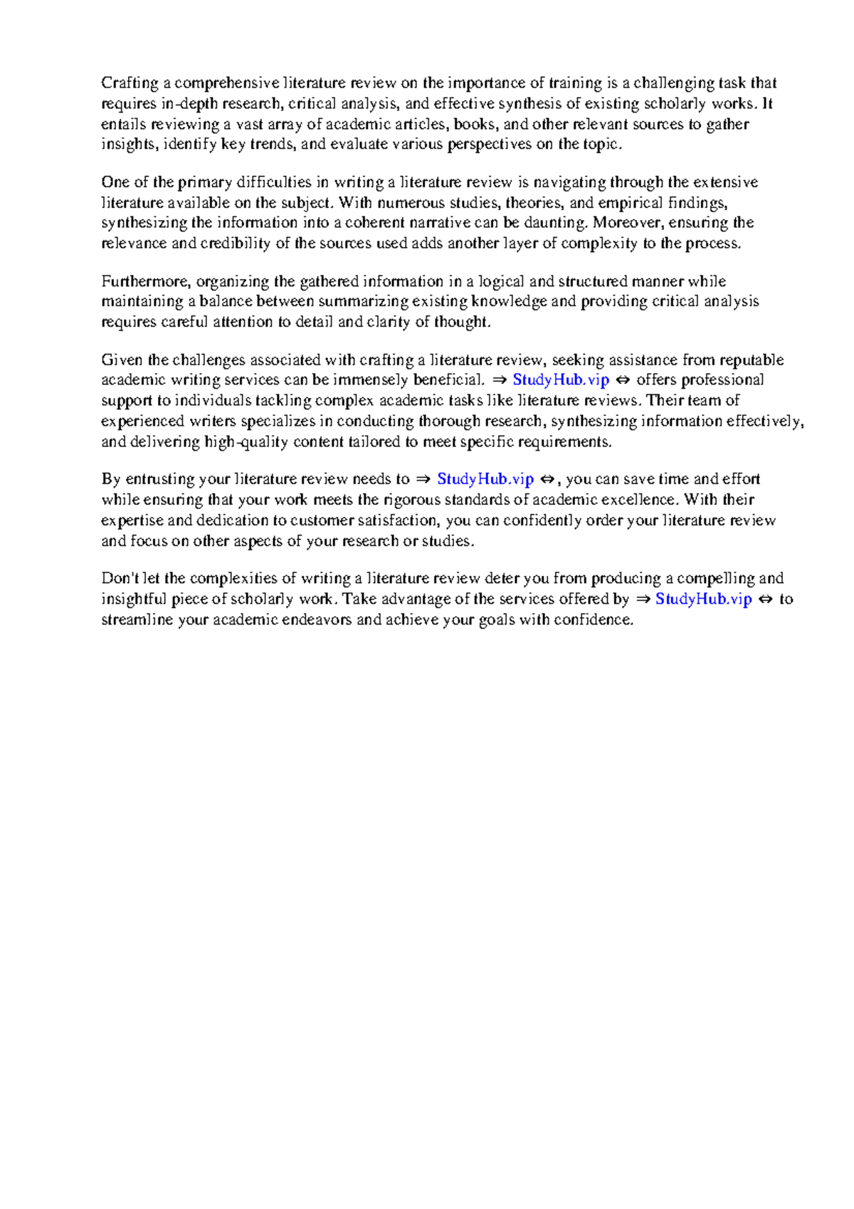 Literature Review On Importance Of Training - Crafting a comprehensive ...