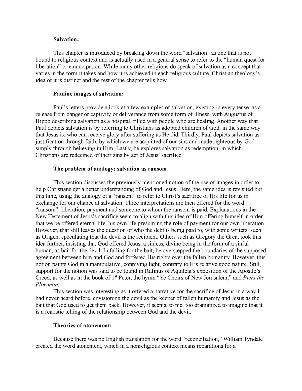 essay about salvation