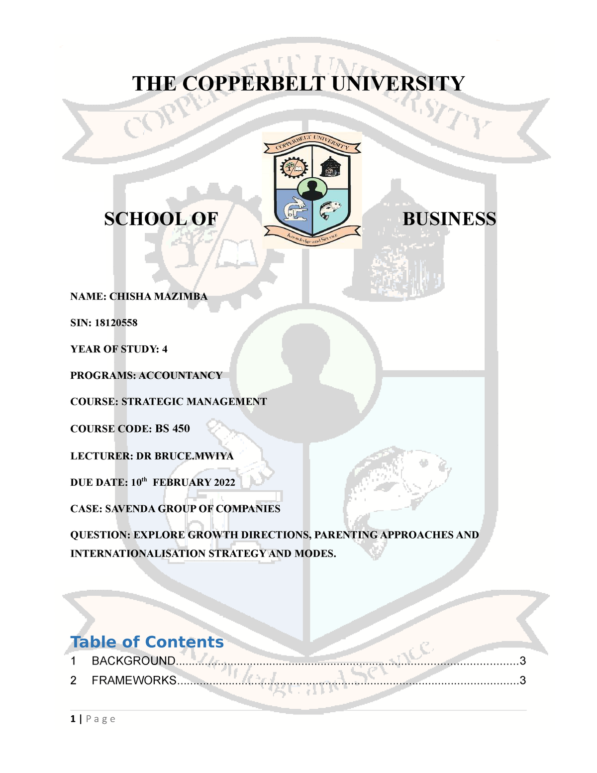 savenda-assignment-grade-a-the-copperbelt-university-school-of