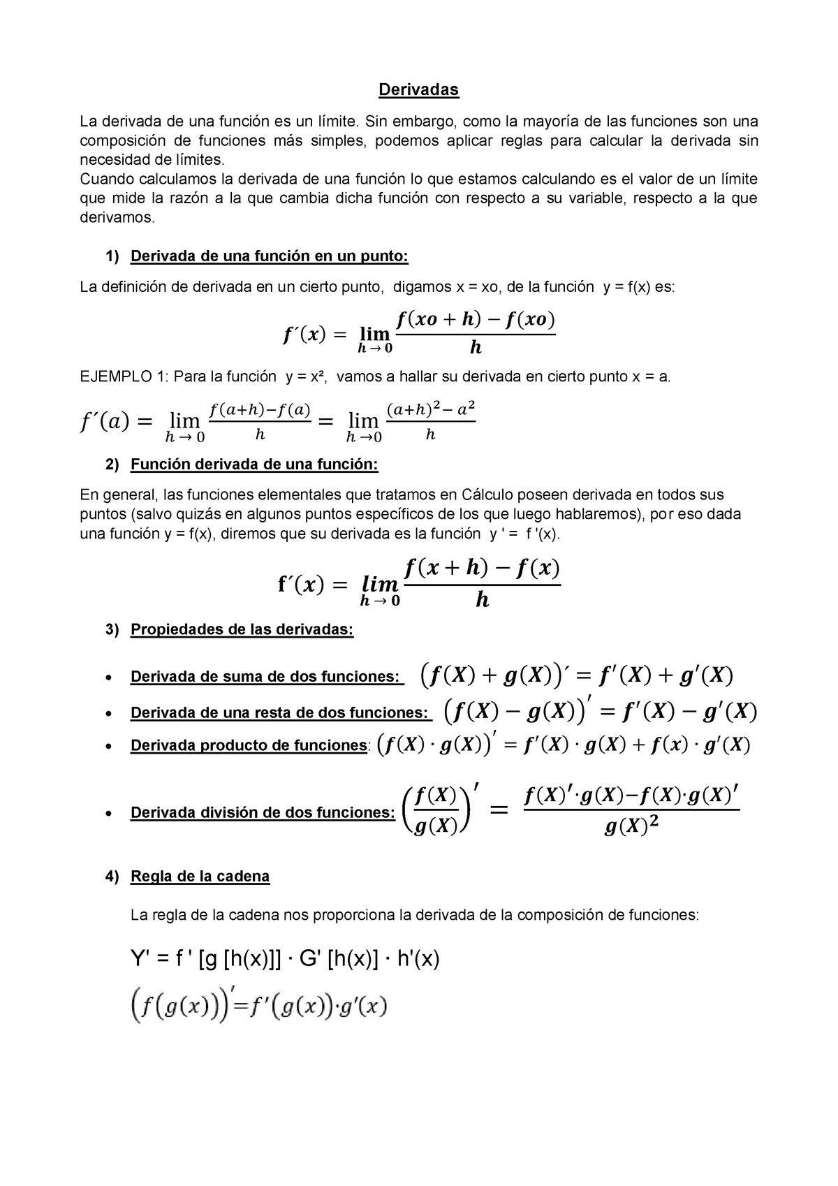 Derivadas 1 Derivadas La Derivada De Una Función Es Un Límite Sin Embargo Como La Mayoría De 6770