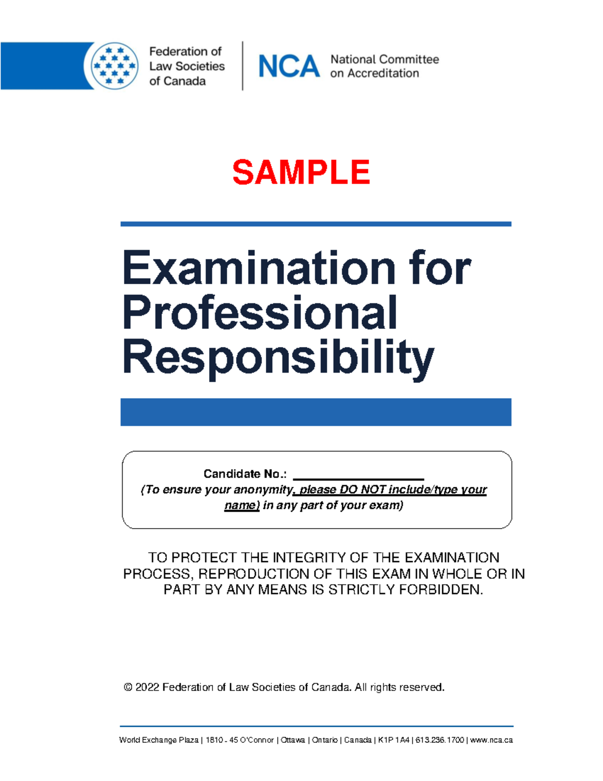 Professional Resp Sample Exam - World Exchange Plaza | 1810 ‑ 45 O ...