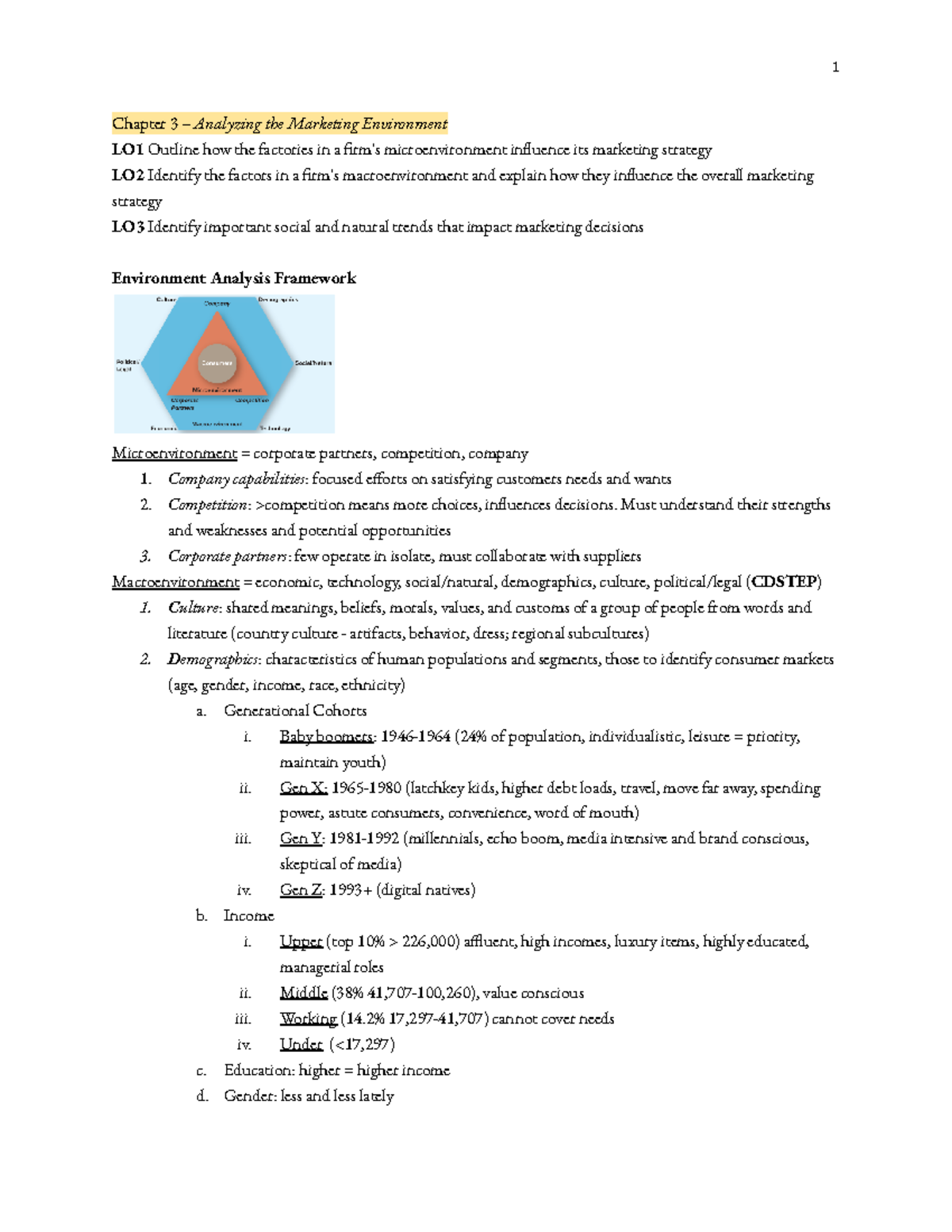 Marketing Final Notes - Chapter 3 – Analyzing the Marketing Environment ...