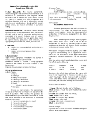 Lesson Plan in Mathematics IV - Balete, Poblacion, Puerto Galera ...