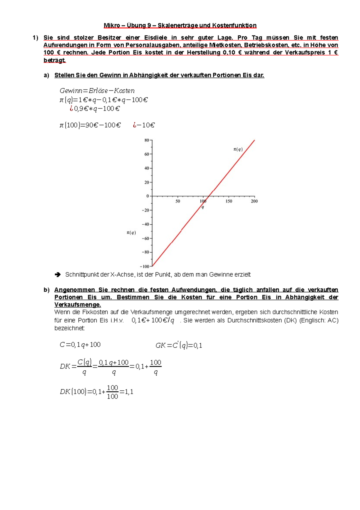 Mikro - Übung 9 - Skalenerträge und Kostenfunktion - Mikro – Übung 9 ...