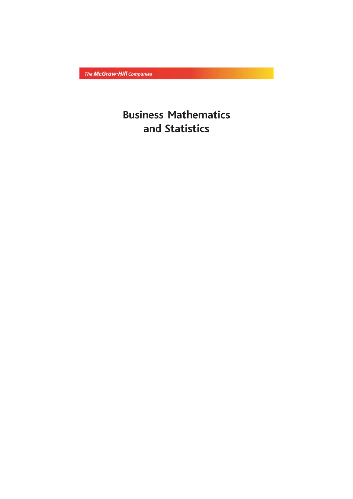 Business mathematics and statistics - Business Mathematics and ...