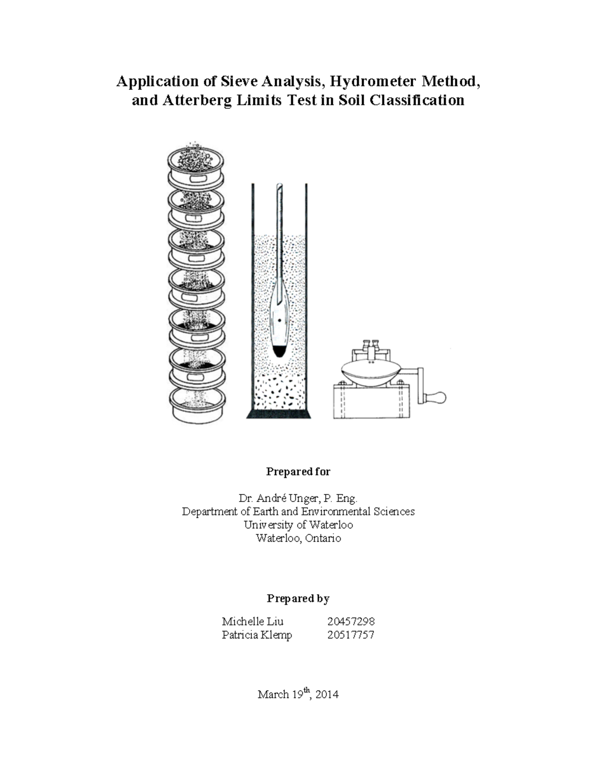 Seminar assignments Application of Sieve Analysis, Hydrometer Method, and Atterberg Limits