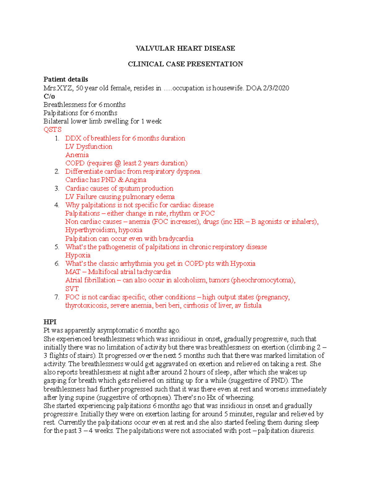 case study of valvular heart disease