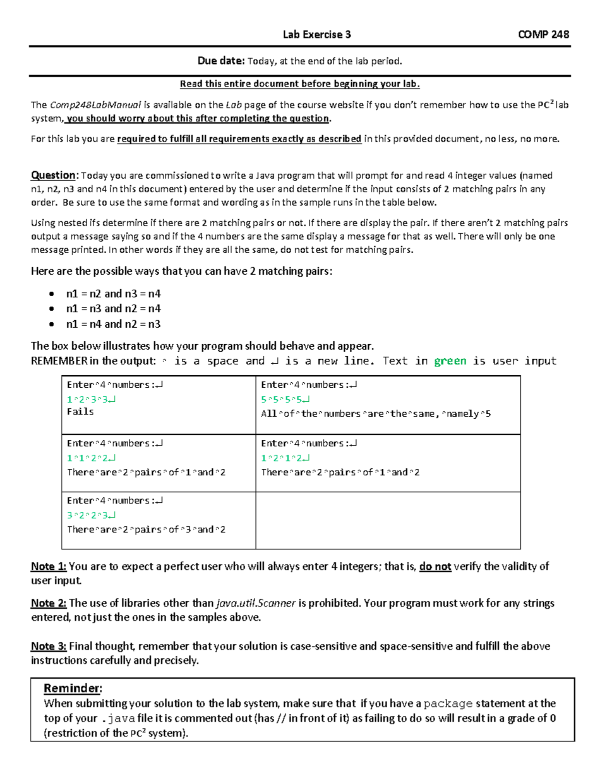 Lab 3 - Handout - Comp248 Lab Question - Warning: TT: undefined ...