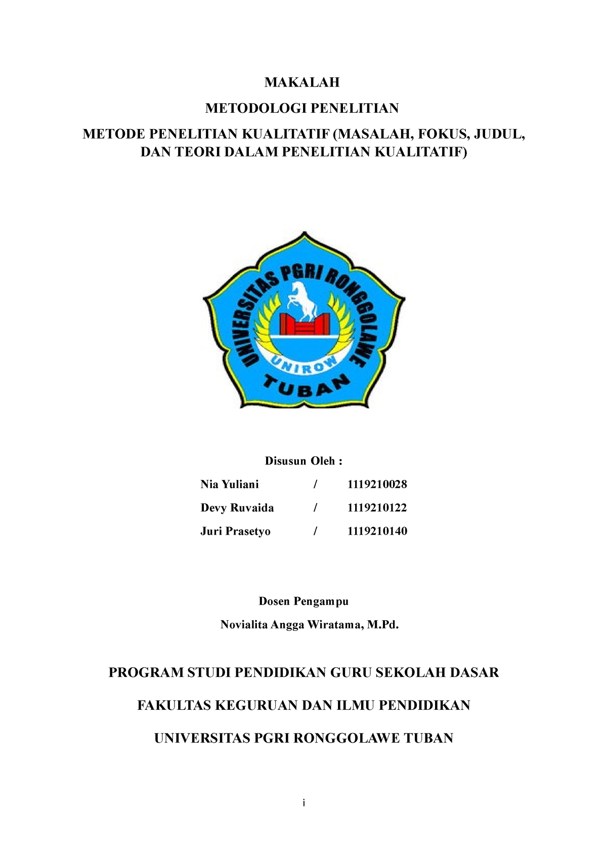 Makalah Metode Penelitian Kualitatif - MAKALAH METODOLOGI PENELITIAN ...