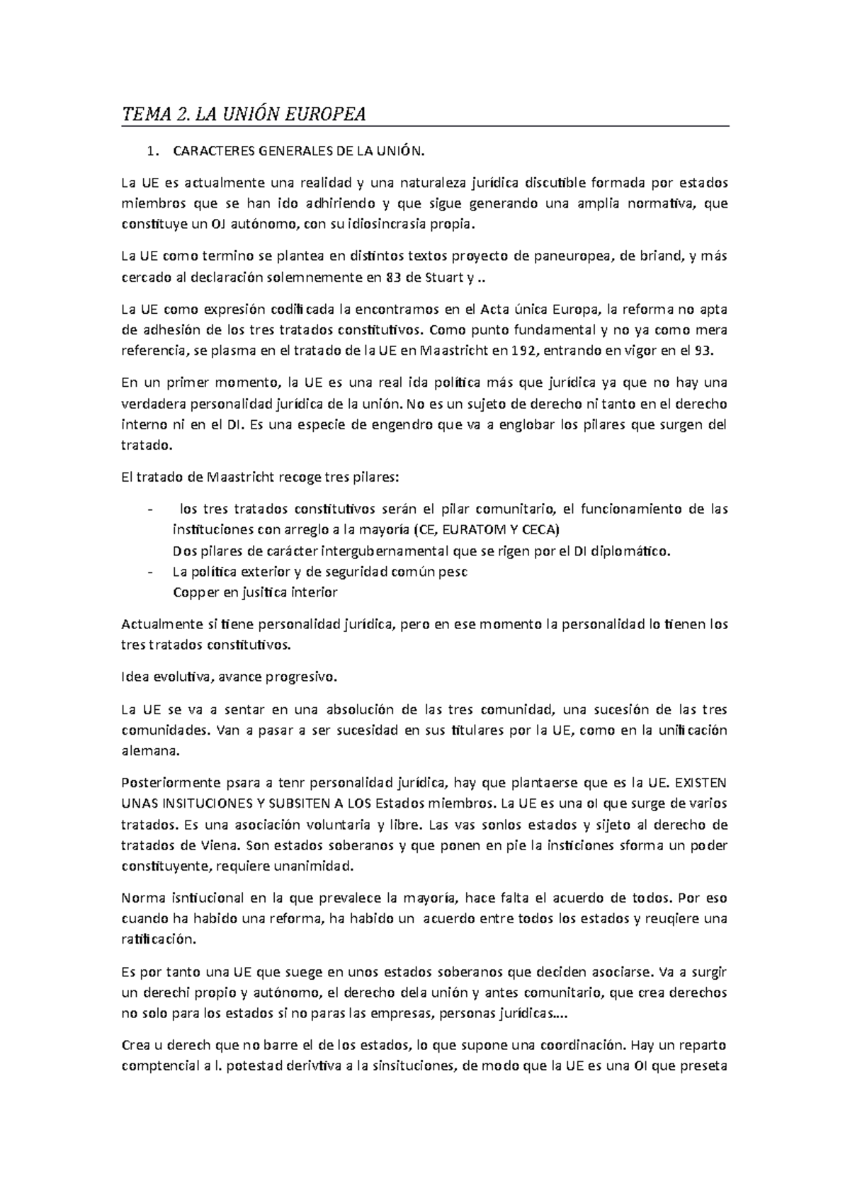 TEMA 2 DERECHO DE LA UNION EUROPEA USAL - TEMA 2. LA UNIÓN EUROPEA 1 ...