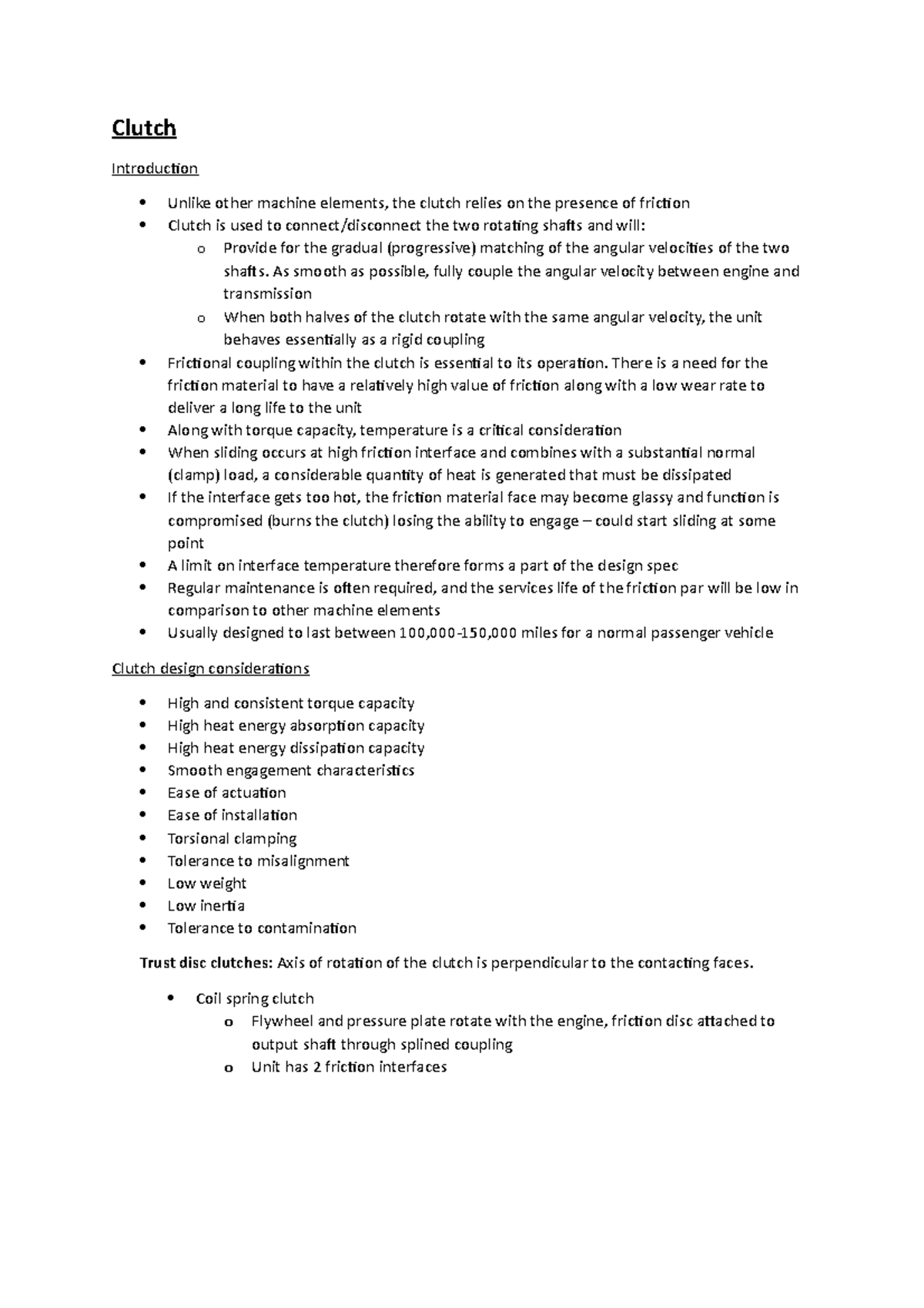 Vehicle clutch torque capacity and engagement Clutch Introduction