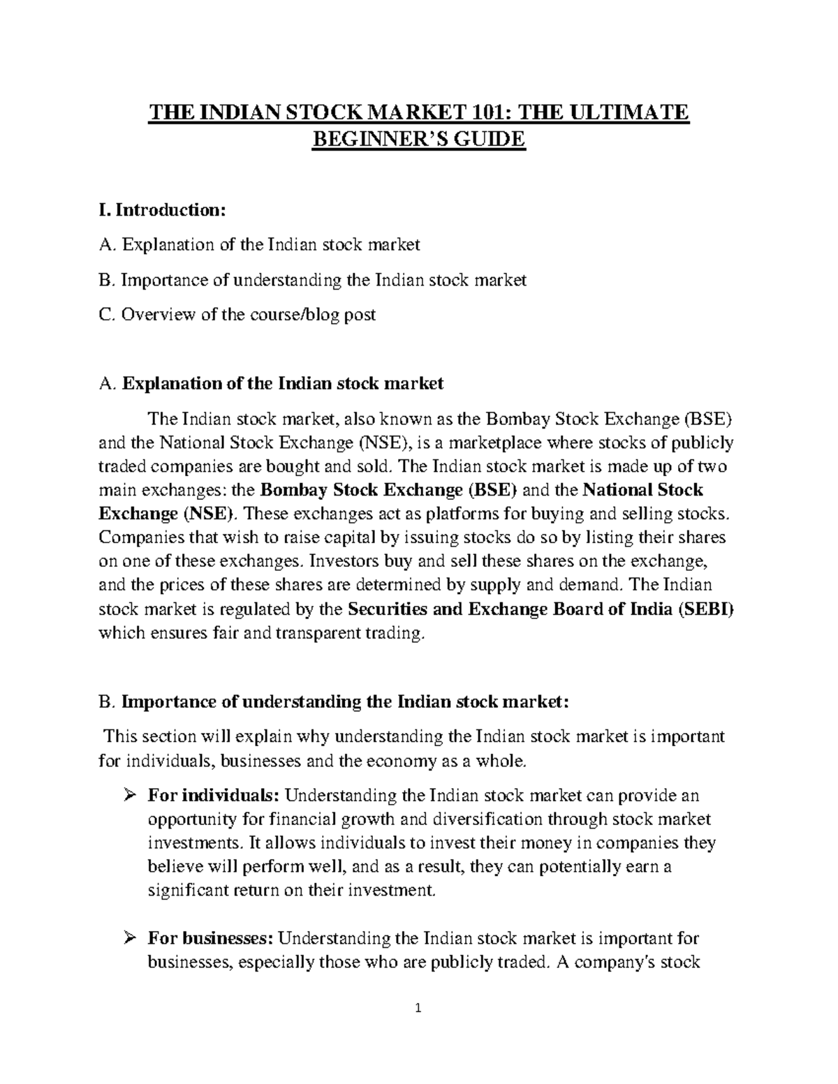 STOCK MARKET FOR BEGINNERS PDF INDIA visual data 6