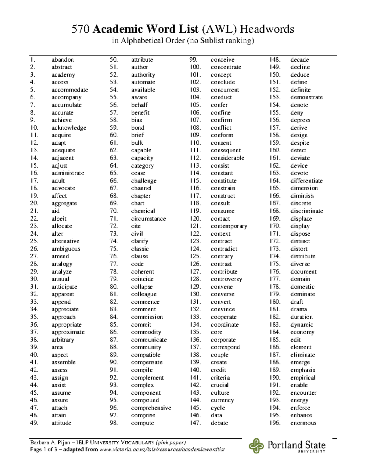 Awl 570-hatanzaya - ffd - 570 Academic Word List (AWL) Headwords in ...